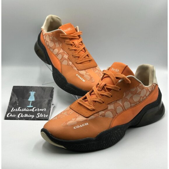 Coach Outlet Men's Orange Signature Canvas Leather Citysole Runner Size 12D 3124 - Picture 13 of 16